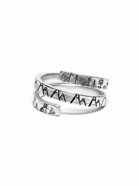 Handmade‎ mountain design hypoallergenic silver aluminum adjustable wrap ring